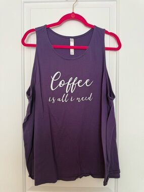 Cacique Purple Tank Top with White Coffee Script